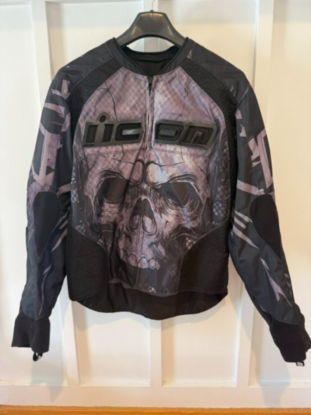 ICON Overlord Reaver Skull Vented Mesh Motorcycle Jacket Large D3O Armor
